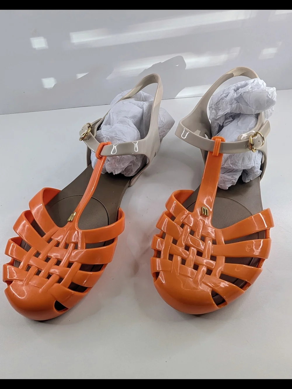 Melissa Aranha Hits Jelly Sandals Orange Beige Woman's Size 10